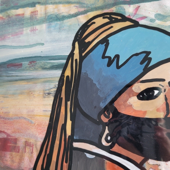 Girl With a Pearl Earring Mixed Media Painting, Vermeer, 11x14 - Picture 6 of 7